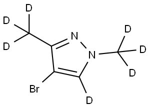 4-bromo-1,3-bis(methyl-d3)-1H-pyrazole-5-d 结构式