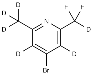 4-bromo-2-(difluoromethyl-d)-6-(methyl-d3)pyridine-3,5-d2 结构式