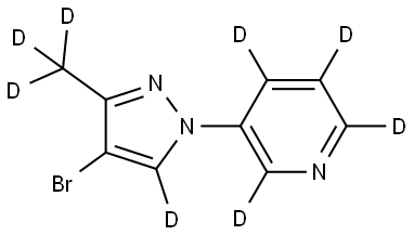 3-(4-bromo-3-(methyl-d3)-1H-pyrazol-1-yl-5-d)pyridine-2,4,5,6-d4 结构式