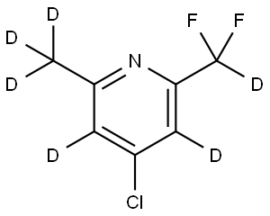 4-chloro-2-(difluoromethyl-d)-6-(methyl-d3)pyridine-3,5-d2 结构式