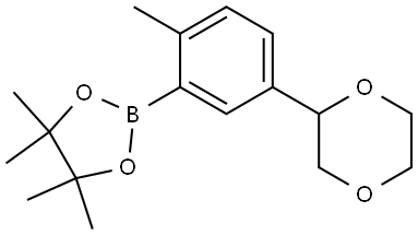 2-(5-(1,4-dioxan-2-yl)-2-methylphenyl)-4,4,5,5-tetramethyl-1,3,2-dioxaborolane 结构式