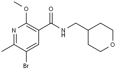 5-bromo-2-methoxy-6-methyl-N-((tetrahydro-2H-pyran-4-yl)methyl)nicotinamide 结构式