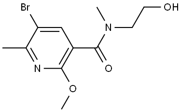 5-bromo-N-(2-hydroxyethyl)-2-methoxy-N,6-dimethylnicotinamide 结构式