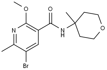 5-Bromo-2-methoxy-6-methyl-N-(tetrahydro-4-methyl-2H-pyran-4-yl)-3-pyridineca... 结构式