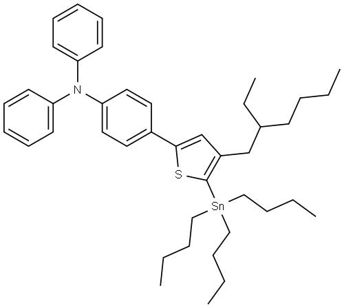 4-(4-(2-乙基己基)-5-(三丁基锡基)噻吩-2-基)-N,N-二苯基苯胺 结构式