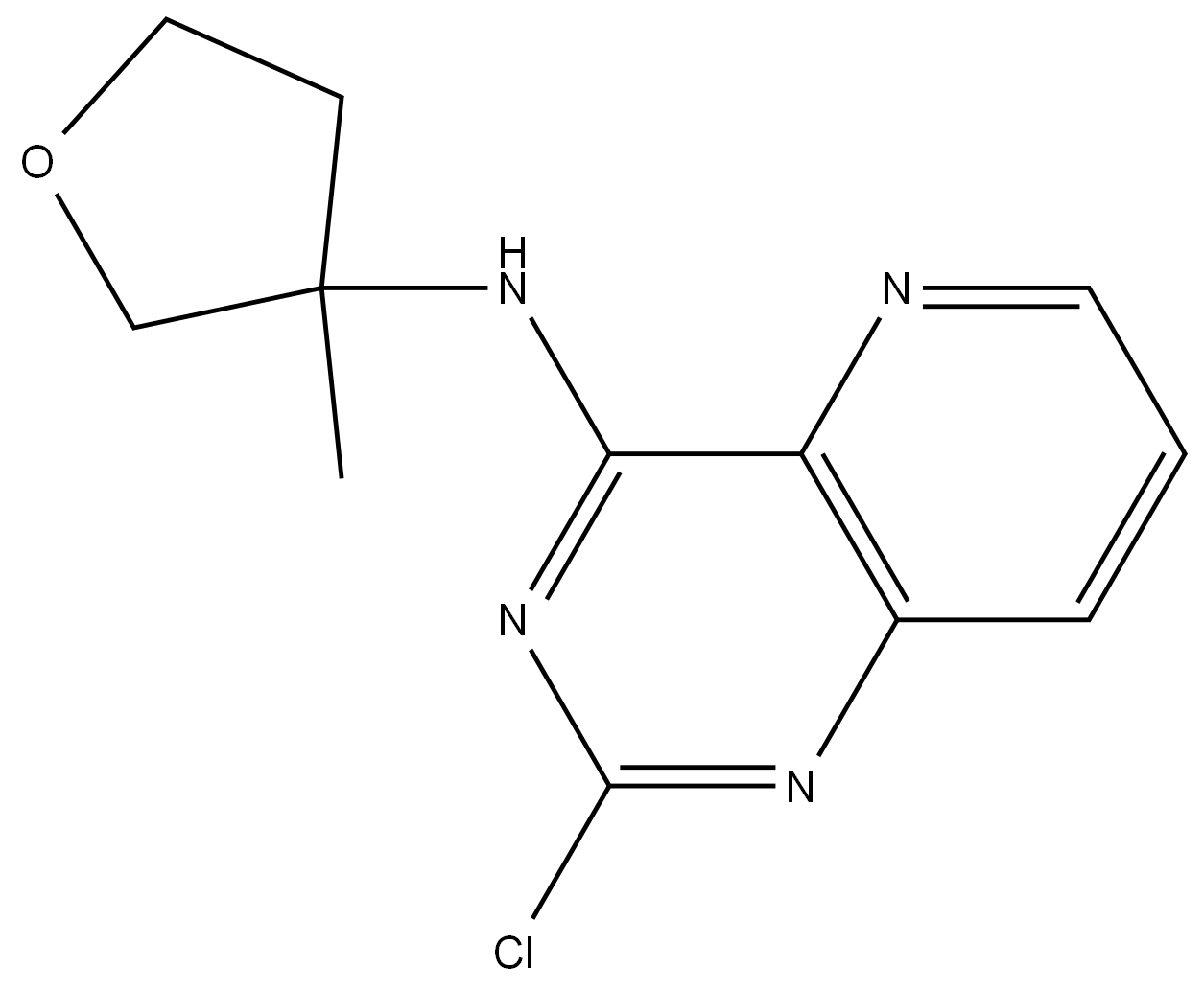 2-chloro-N-(3-methyltetrahydrofuran-3-yl)pyrido[3,2-d]pyrimidin-4-amine 结构式