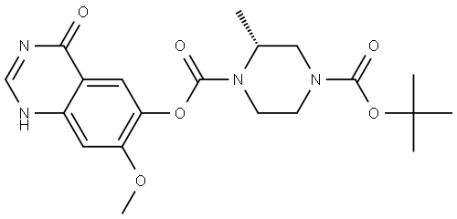 1,4-Piperazinedicarboxylic acid, 2-methyl-, 1-(3,4-dihydro-7-methoxy-4-oxo-6-quinazolinyl) 4-(1,1-dimethylethyl) ester, (2R)- 结构式