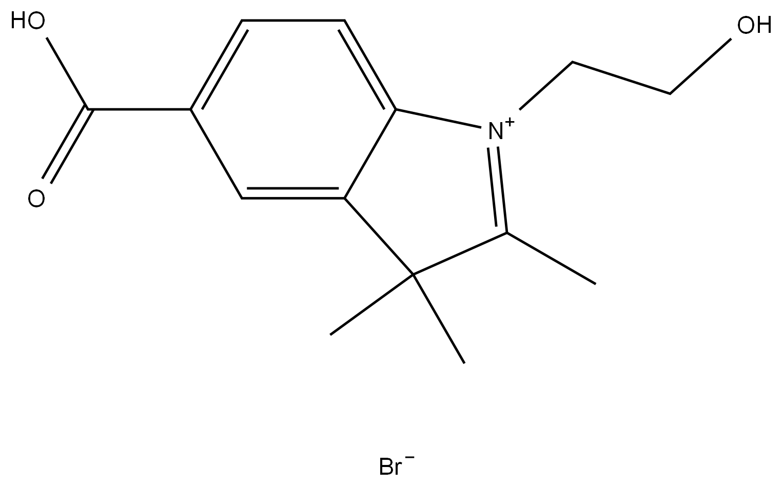 5-carboxy-1-(2-hydroxyethyl)-2,3,3-trimethyl-3H-indol-1-ium bromide 结构式