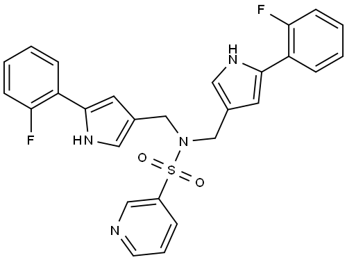 N,N-BIS((5-(2-氟苯基)-1H-吡咯-3-基)甲基)吡啶-3-磺酰胺 结构式