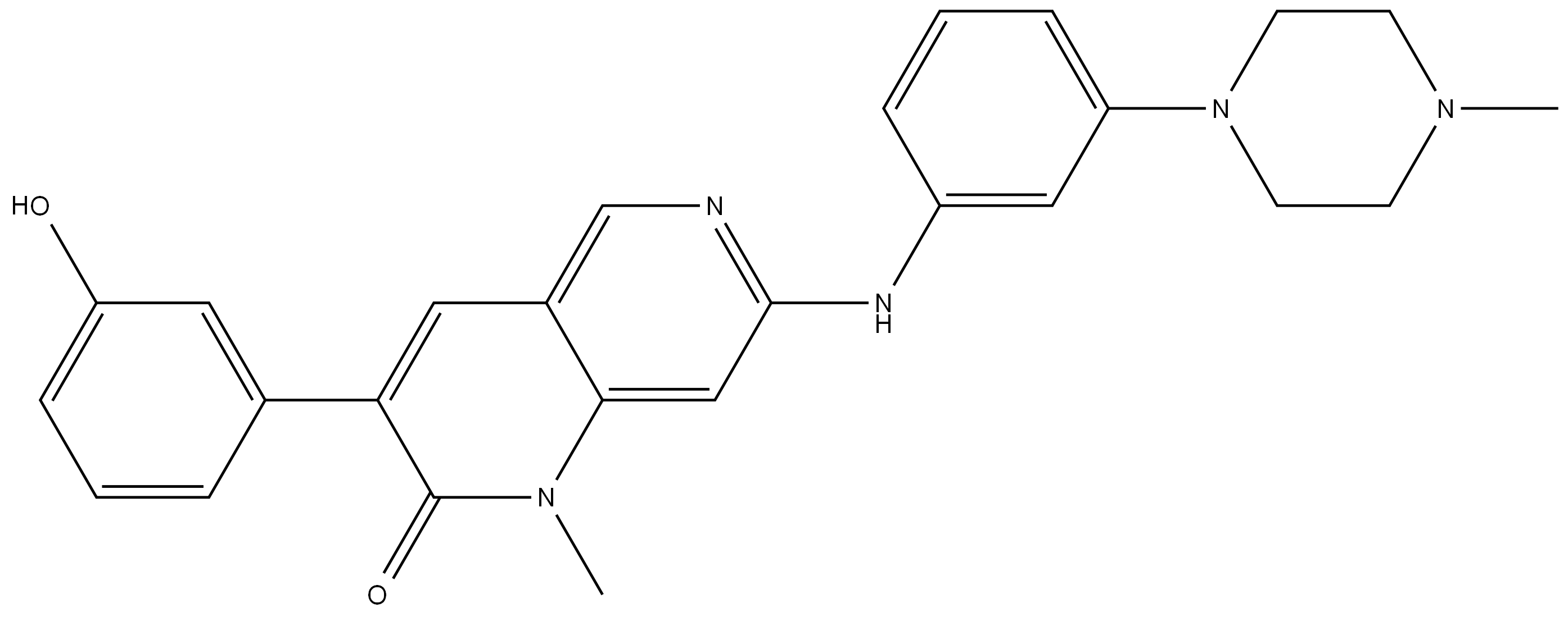 1,6-Naphthyridin-2(1H)-one, 3-(3-hydroxyphenyl)-1-methyl-7-[[3-(4-methyl-1-piperazinyl)phenyl]amino] 结构式