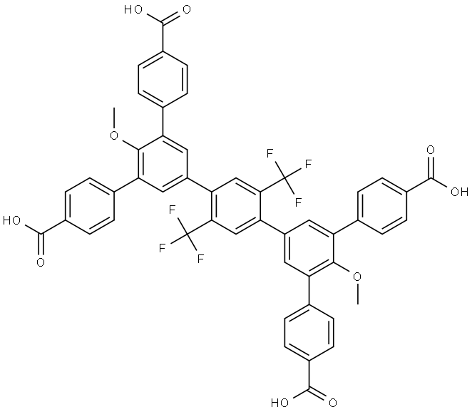 5',5'''-bis(4-carboxyphenyl)-4''',6'-dimethoxy-2'',5''-bis(trifluoromethyl)-[1,1':3',1'':4'',1''':3''',1''''-quinquephenyl]-4,4''''-dicarboxylic acid 结构式