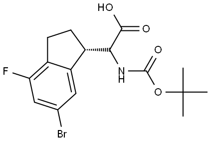 (2S)-2-(6-bromo-4-fluoro-2,3-dihydro-1H-inden-1-yl)-2-((tert-butoxycarbonyl)amino)acetic acid 结构式