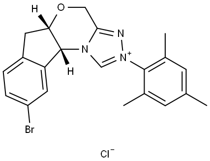 (5aS,10bR)-9-Bromo-5a,10b-dihydro-2-(2,4,6-trimethylphenyl)-4H,6H-Indeno[2,1-b][1,2,4]triazolo[4,3-d][1,4]oxazinium Chloride 结构式