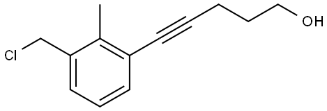 5-(3-(氯甲基)-2-甲基苯基)戊-4-炔-1-醇 结构式