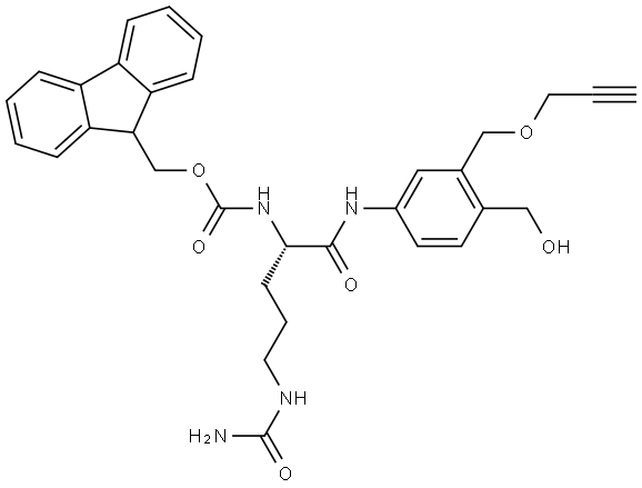 Fmoc-Cit-Propargoxy methyl-PAB-OH 结构式