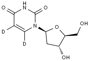 1-((2S,4R,5S)-4-hydroxy-5-(hydroxymethyl)tetrahydrofuran-2-yl)pyrimidine-2,4(1H,3H)-dione-5,6-d2 结构式