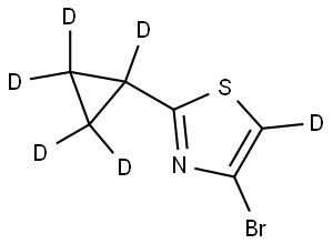 4-bromo-2-(cyclopropyl-d5)thiazole-5-d 结构式