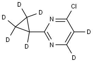 4-chloro-2-(cyclopropyl-d5)pyrimidine-5,6-d2 结构式