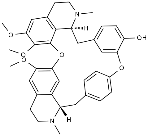 16H-1,24:6,9-Dietheno-11,15-metheno-2H-pyrido[2',3':17,18][1,11]dioxacycloeicosino[2,3,4-ij]isoquinolin-12-ol, 3,4,4a,5,16a,17,18,19-octahydro-21,22,26-trimethoxy-4,17-dimethyl-, (4aS,16aS)- 结构式