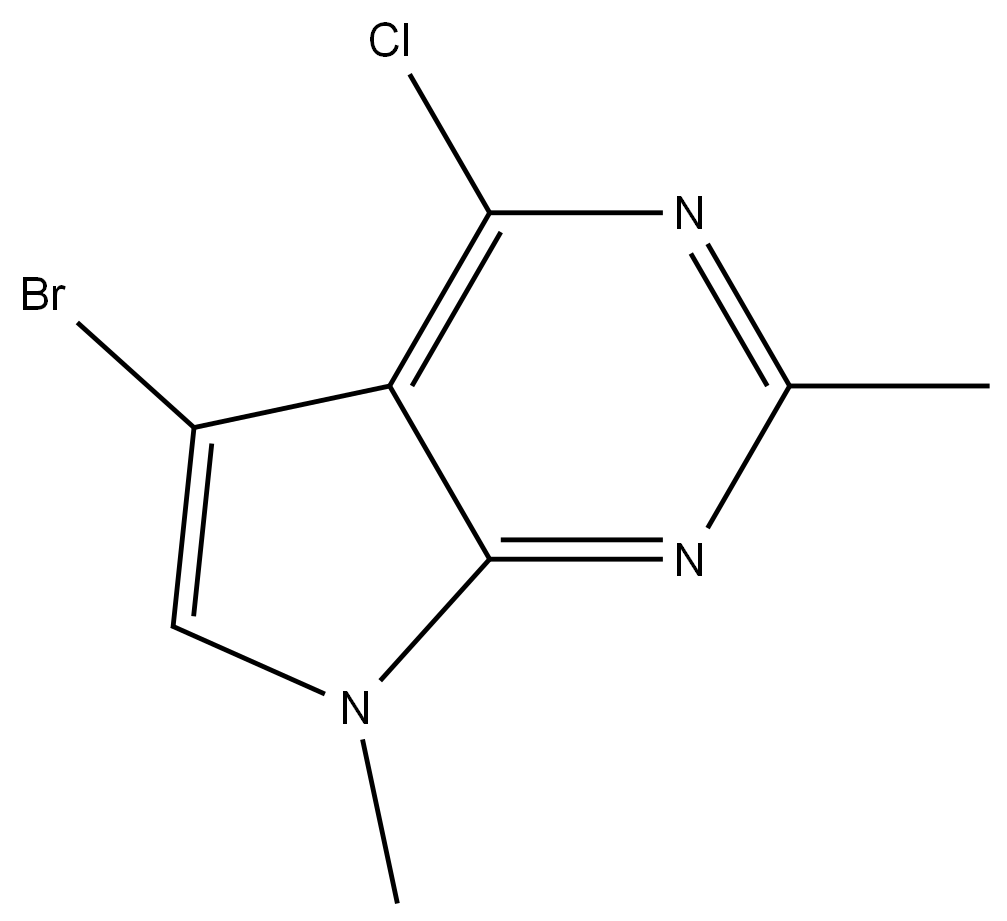 5-bromo-4-chloro-2,7-dimethyl-7H-pyrrolo[2,3-d]pyrimidine 结构式