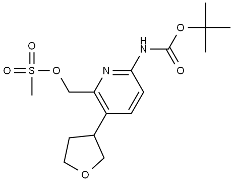 (6-((tert-butoxycarbonyl)amino)-3-(tetrahydrofuran-3-yl)pyridin-2-yl)methyl methanesulfonate 结构式