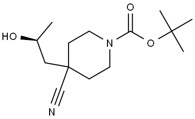 (S)-4-氰基-4-(2-羟丙基)哌啶-1-甲酸叔丁酯 结构式