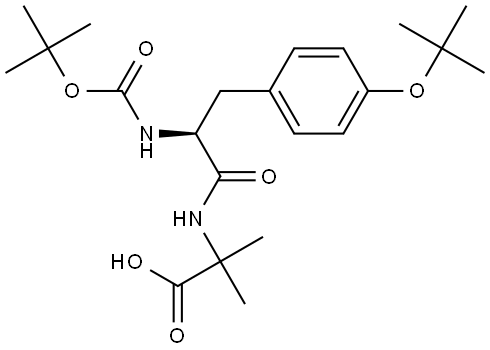 (S)-2-(3-(4-(叔-丁氧基)苯基)-2-((叔-丁氧羰基)氨基)丙酰胺基)-2-甲基丙酸 结构式