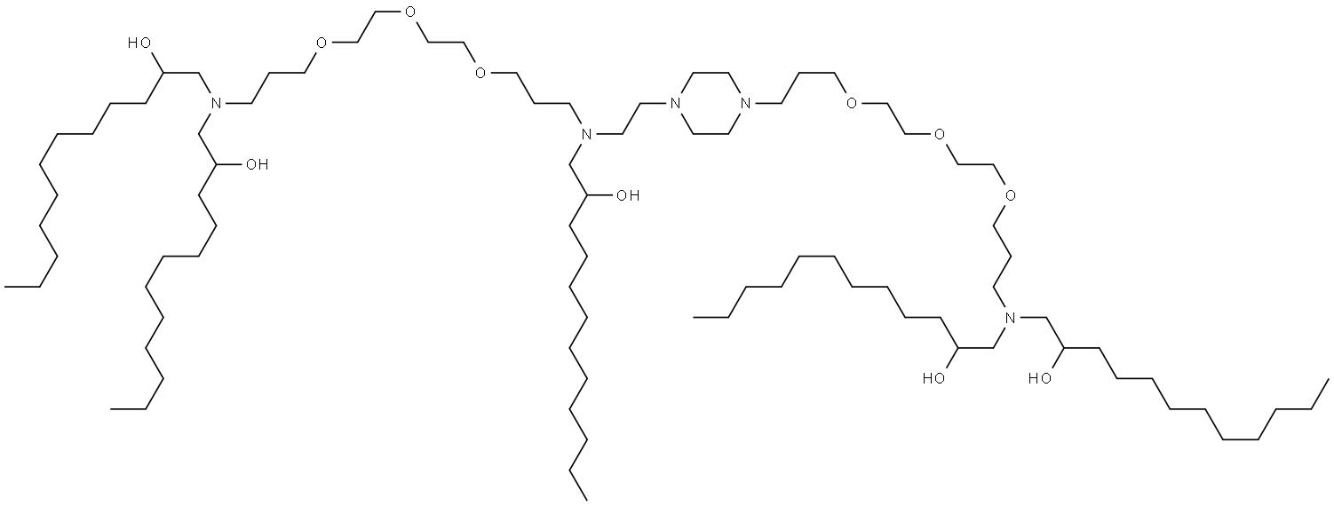 17,20,23-Trioxa-13,27-diazanonatriacontane-11,29-diol, 13-(2-hydroxydodecyl)-27-[2-[4-[16-hydroxy-14-(2-hydroxydodecyl)-4,7,10-trioxa-14-azahexacos-1-yl]-1-piperazinyl]ethyl]- 结构式