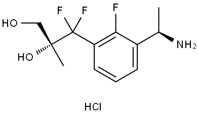 (R/S)-3-(3-((R/S)-1-aminoethyl)-2-fluorophenyl)-3,3-difluoro-2-methylpropane-1,2-diol hydrochloride 结构式