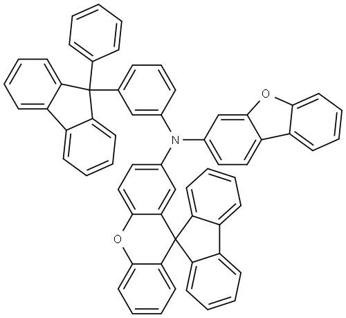 N-(二苯并[B,D]呋喃-3-基)-N-(3-(9-苯基-9H-芴-9-基)苯基)螺[芴-9,9'-氧杂蒽]-2'-胺 结构式