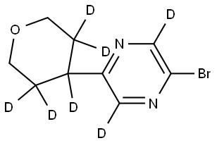 2-bromo-5-(tetrahydro-2H-pyran-4-yl-3,3,4,5,5-d5)pyrazine-3,6-d2 结构式