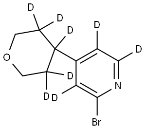 2-bromo-4-(tetrahydro-2H-pyran-4-yl-3,3,4,5,5-d5)pyridine-3,5,6-d3 结构式