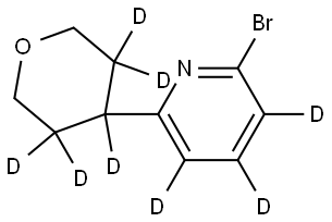 2-bromo-6-(tetrahydro-2H-pyran-4-yl-3,3,4,5,5-d5)pyridine-3,4,5-d3 结构式