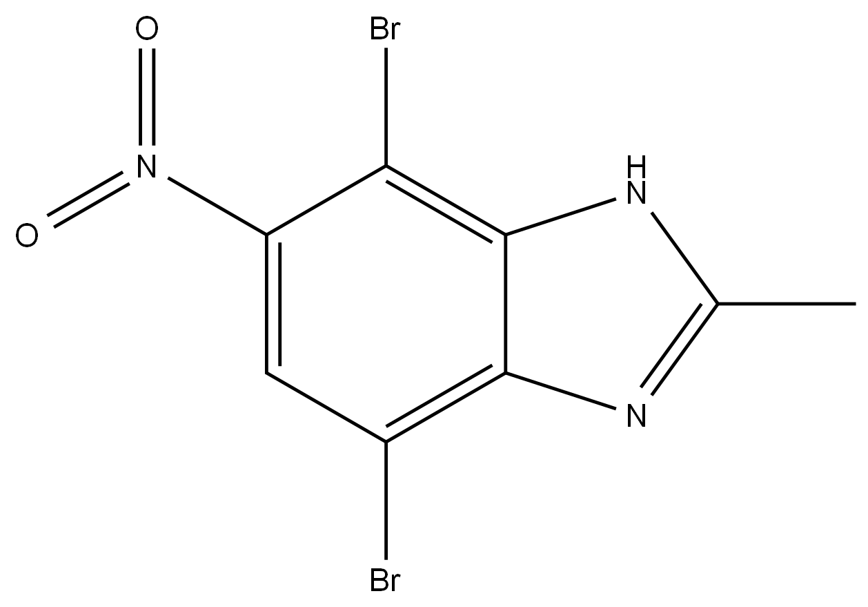 4,7-二溴-2-甲基-6-硝基-1H-苯并咪唑 结构式