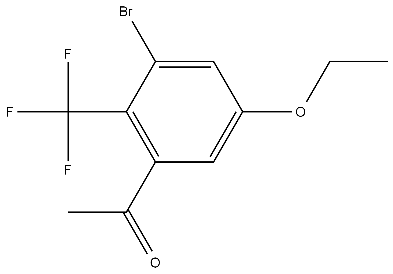 1-[3-Bromo-5-ethoxy-2-(trifluoromethyl)phenyl]ethanone 结构式