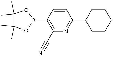 6-cyclohexyl-3-(4,4,5,5-tetramethyl-1,3,2-dioxaborolan-2-yl)picolinonitrile 结构式