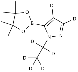 1-(ethyl-d5)-5-(4,4,5,5-tetramethyl-1,3,2-dioxaborolan-2-yl)-1H-pyrazole-3,4-d2 结构式