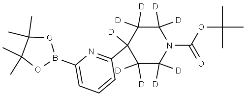 tert-butyl 4-(6-(4,4,5,5-tetramethyl-1,3,2-dioxaborolan-2-yl)pyridin-2-yl)piperidine-1-carboxylate-2,2,3,3,4,5,5,6,6-d9 结构式