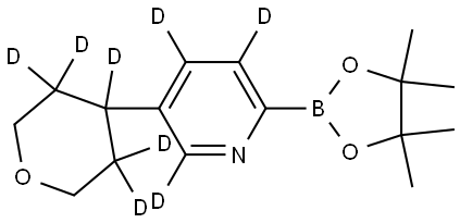 5-(tetrahydro-2H-pyran-4-yl-3,3,4,5,5-d5)-2-(4,4,5,5-tetramethyl-1,3,2-dioxaborolan-2-yl)pyridine-3,4,6-d3 结构式