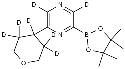 2-(tetrahydro-2H-pyran-4-yl-3,3,4,5,5-d5)-6-(4,4,5,5-tetramethyl-1,3,2-dioxaborolan-2-yl)pyrazine-3,5-d2 结构式