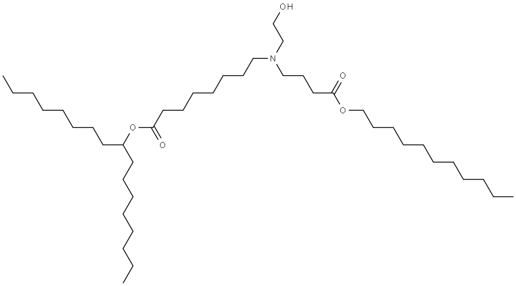 十七烷-9-基 8-((2-羟基乙基)(4-氧代-4-(十一烷氧基)丁基)氨基)辛酸酯 结构式