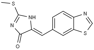 (Z)-5-(benzo[d]thiazol-6-ylmethylene)-2-(methylthio)-3,5-dihydro-4H-imidazol-4-one 结构式