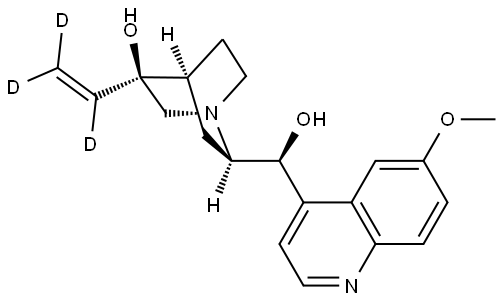 (-)-(3S)-3-Hydroxy Quinine-vinyl-d3 结构式