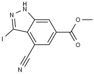 1H-吲唑-6-羧酸,4-氰基-3-碘代-甲酯 结构式