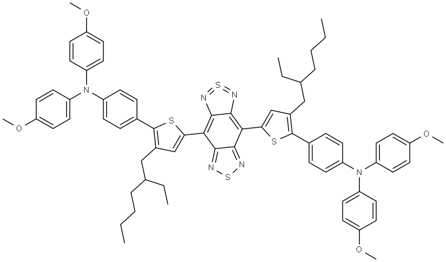 4,8-BIS(5-(4-(BIS(4-METHOXYPHENYL)AMINO)PHENYL)-4-(2-ETHYLHEXYL)THIOPHEN-2-YL)BENZO[1,2-C:4,5C0]BIS[1,2,5]THIADIAZOLE 结构式