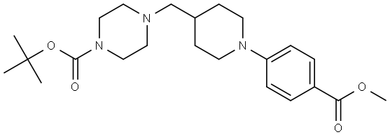 1-Piperazinecarboxylic acid, 4-[[1-[4-(methoxycarbonyl)phenyl]-4-piperidinyl]methyl]-, 1,1-dimethylethyl ester 结构式