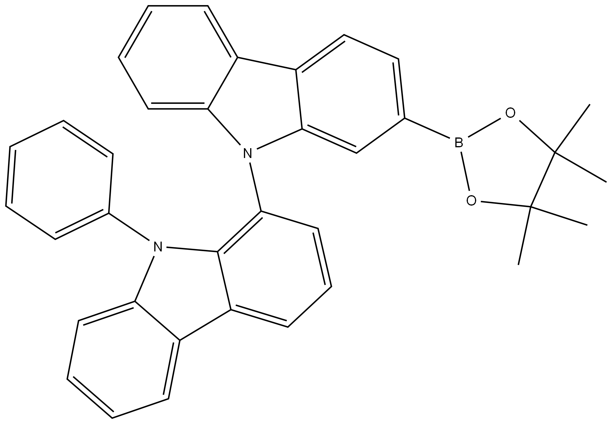 1,9′-Bi-9H-carbazole, 9-phenyl-2′-(4,4,5,5-tetramethyl-1,3,2-dioxaborolan-2-yl)- 结构式