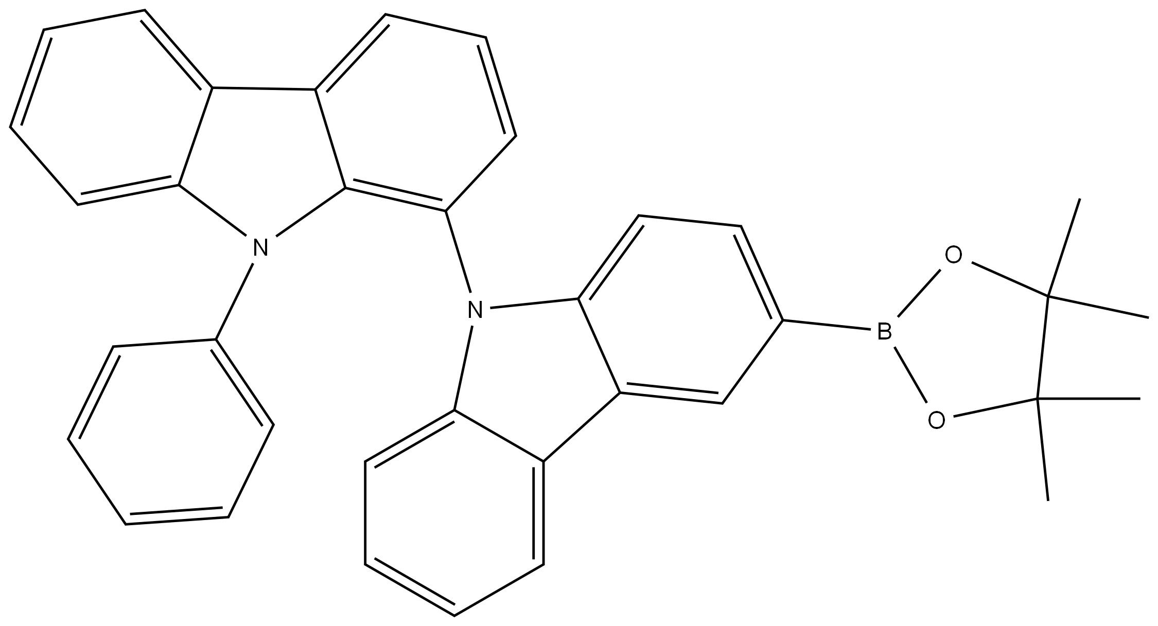 1,9′-Bi-9H-carbazole, 9-phenyl-3′-(4,4,5,5-tetramethyl-1,3,2-dioxaborolan-2-yl)- 结构式