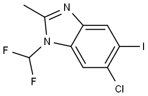 6-氯-1-(二氟甲基)-5-碘-2-甲基-1H-苯并咪唑 结构式