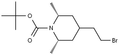 对叔丁基 (2R,6S)-4-(2-溴乙基)-2,6-二甲基哌啶-1-甲酸酯 结构式